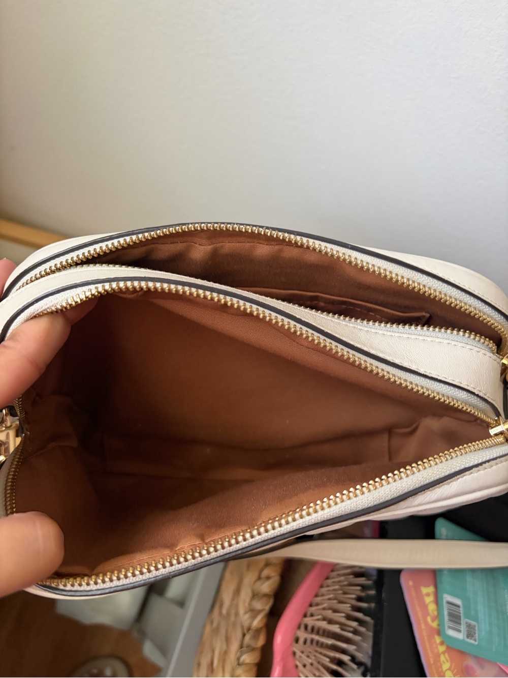 Coach Quilted Ivory Leather Crossbody with Gold Hardware - Picture 5 of 8